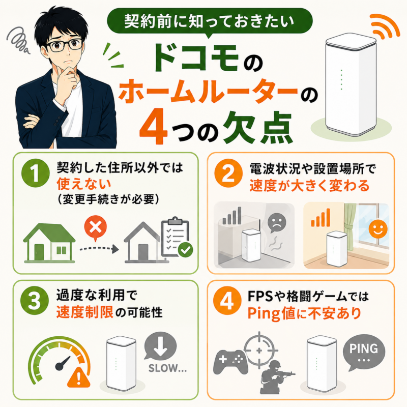 契約前に知っておきたいドコモのホームルーターの4つの欠点