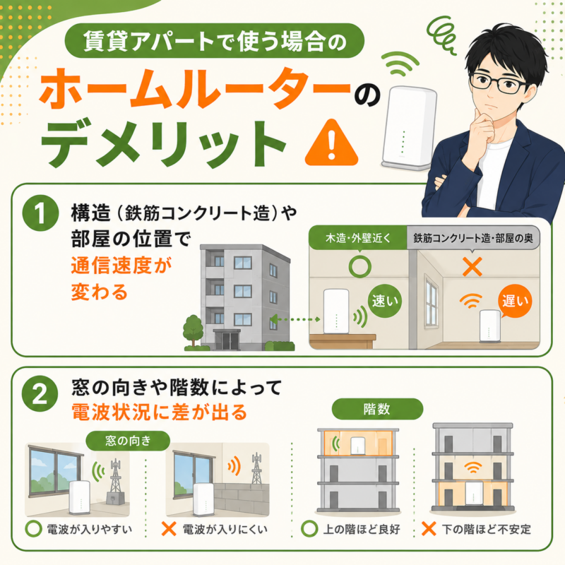 賃貸アパートで使う場合のホームルーターのデメリット