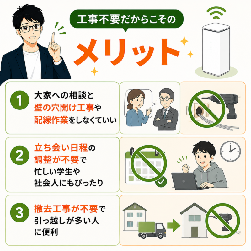 工事不要だからこそのメリット
