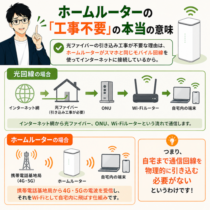 ホームルーターの「工事不要」の本当の意味