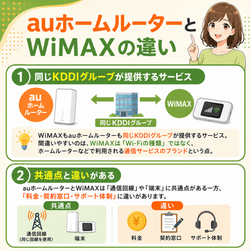 auホームルーターとWiMAXの違い