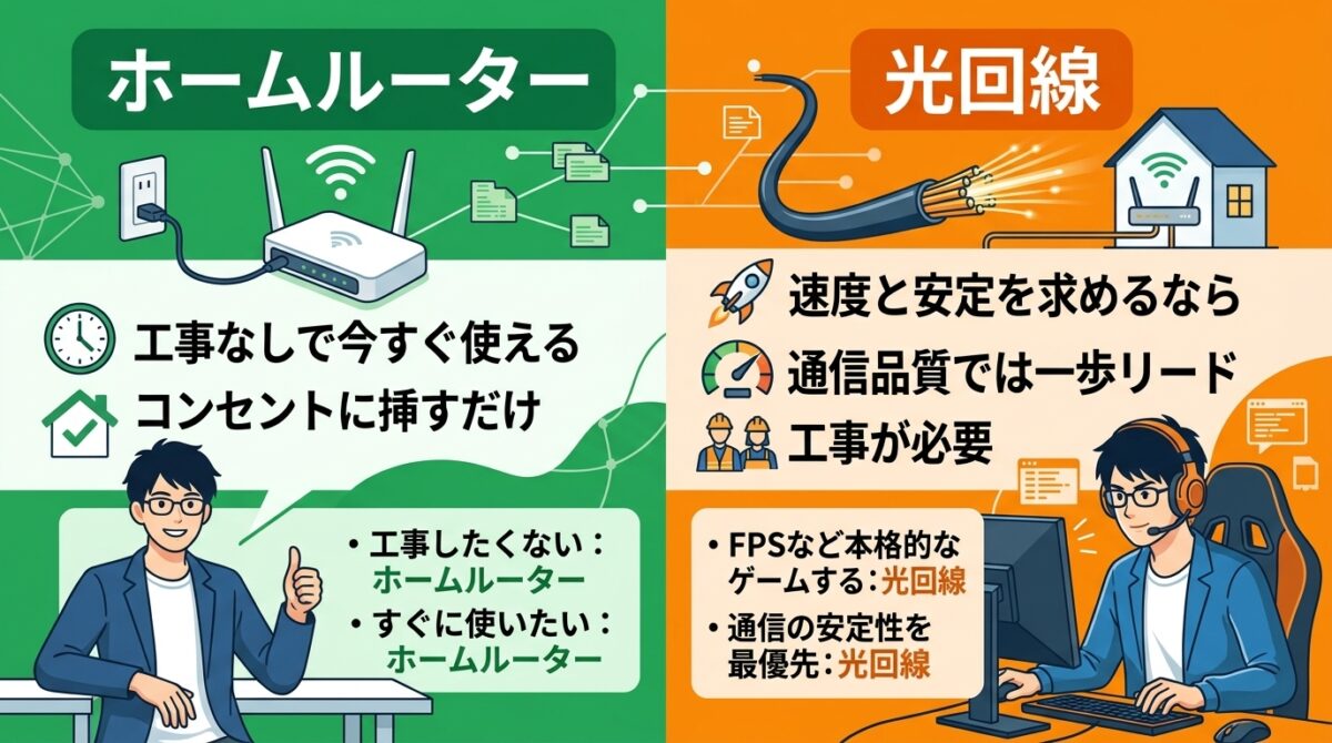 ホームルーターVS光回線