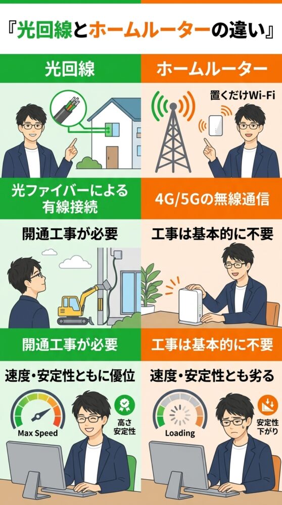 光回線とホームルーターの違い