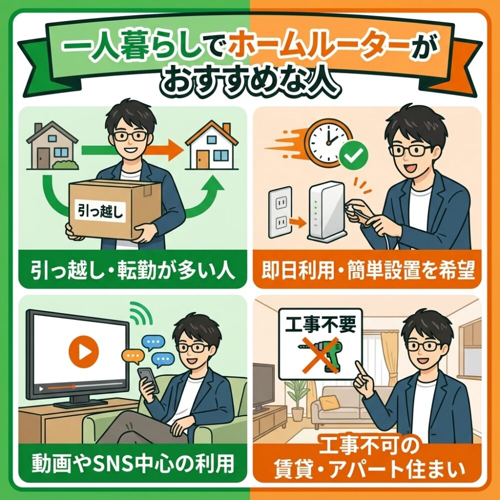 一人暮らしでホームルーターがお勧めな人
