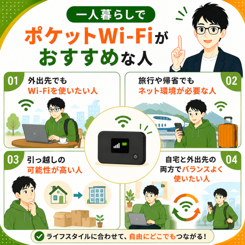 一人暮らしでポケットWi-Fiがおすすめな人