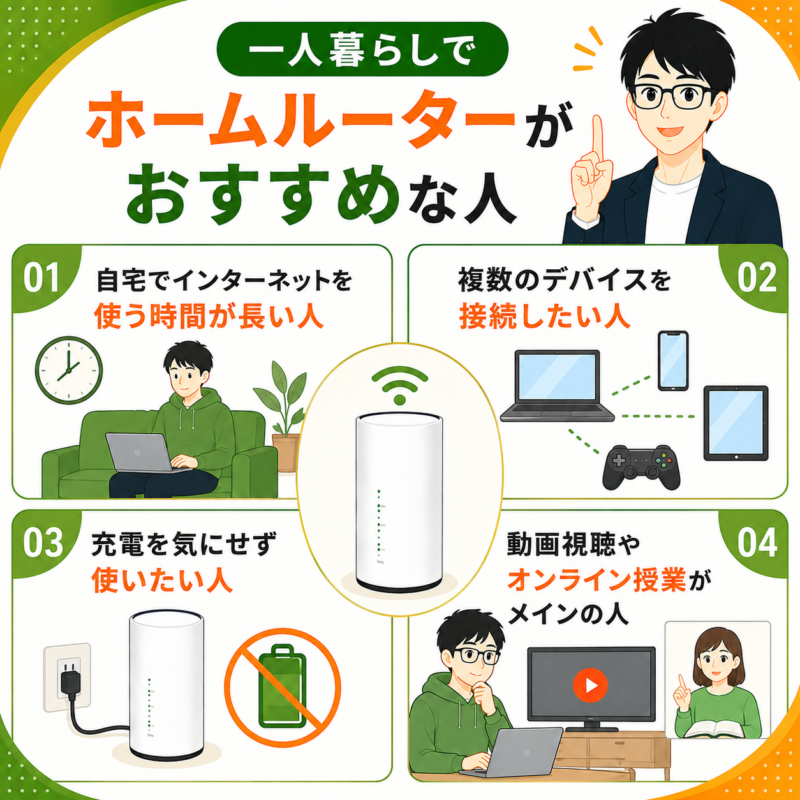 一人暮らしでホームルーターがおすすめな人