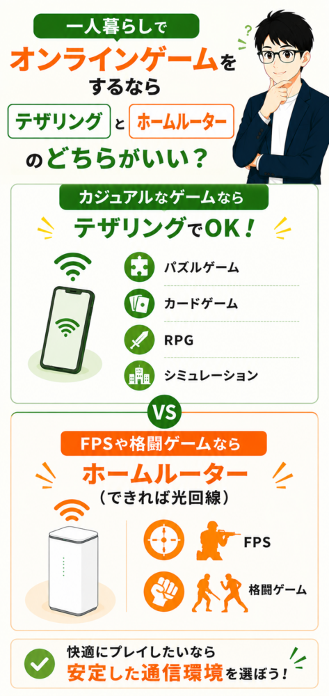 一人暮らしでゲームをするならホームルーターとテザリングのどちらがいい?