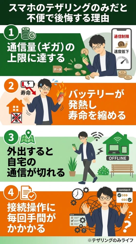 スマホのテザリングのみだと後悔する理由