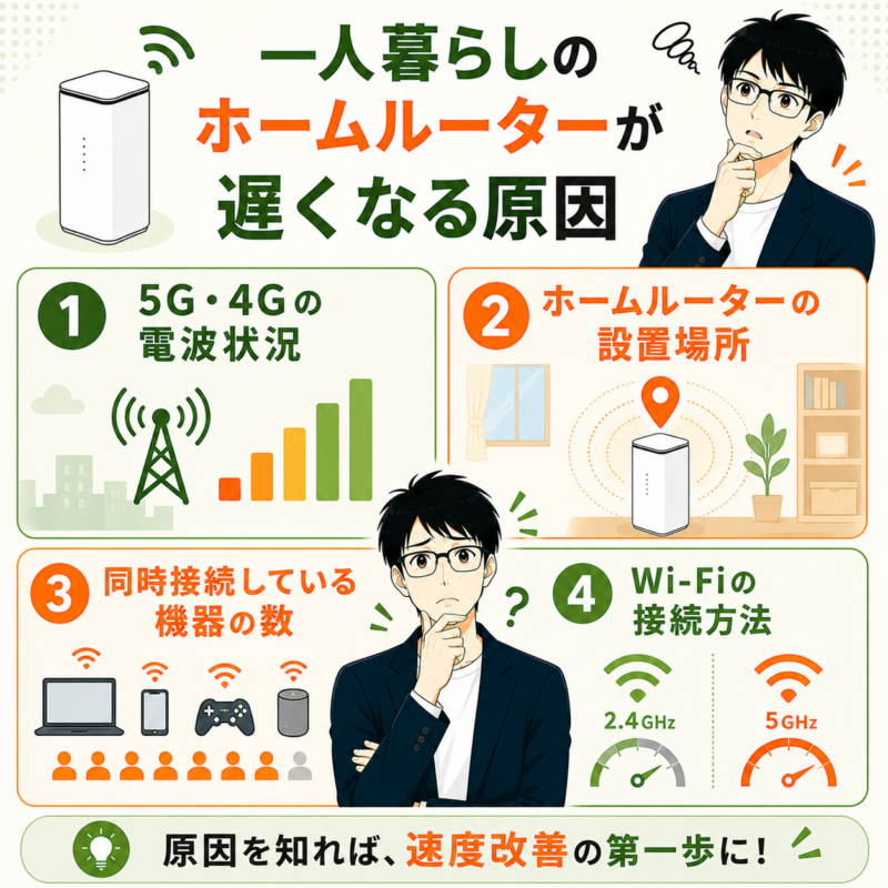 一人暮らしのホームルーターが遅くなる原因