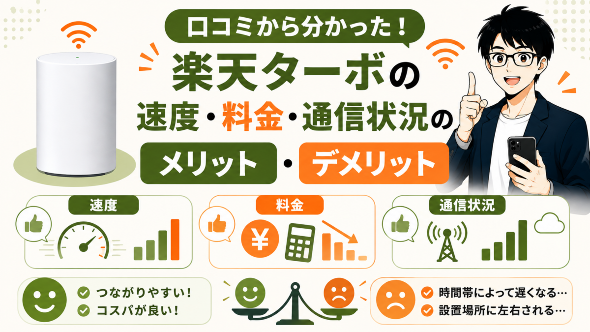 口コミから分かった楽天ターボの月額料金・速度や通信状況・端末のメリット・デメリット