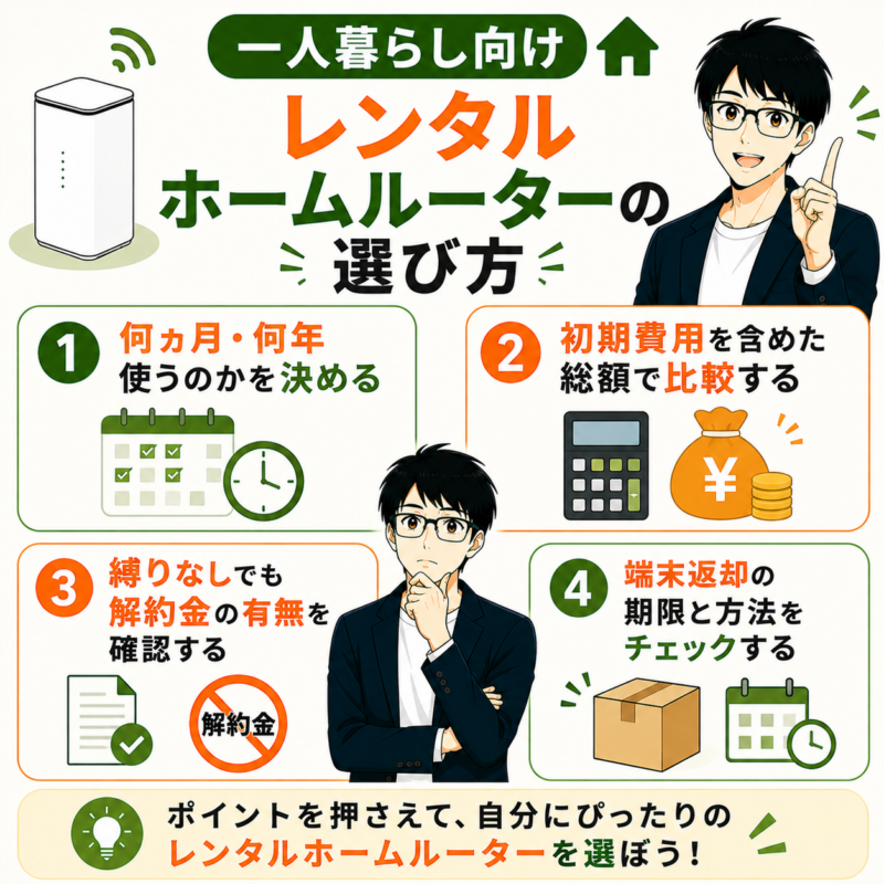 一人暮らし向けレンタルホームルーターの選び方