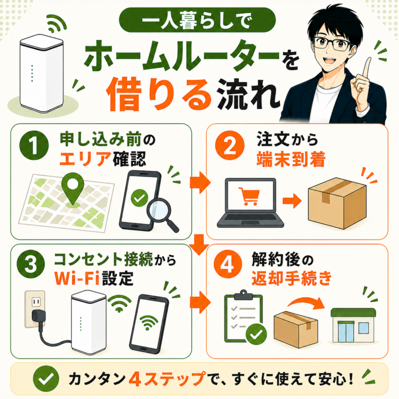 一人暮らしでホームルーターを借りる流れ