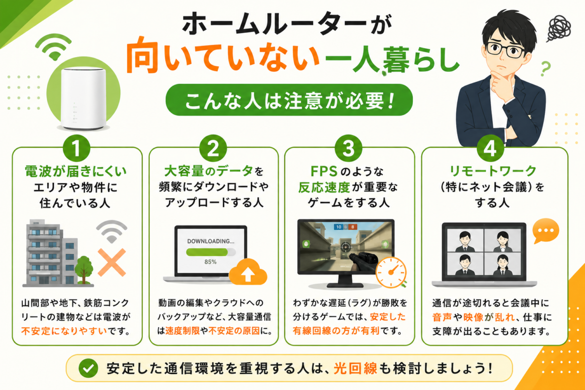 ホームルーターが向いていない一人暮らし
