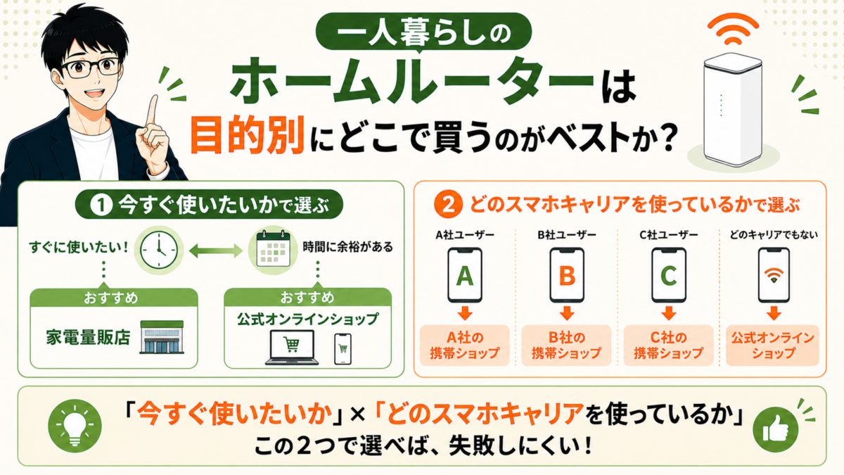 一人暮らしのホームルーターは目的別にどこで買うのがベストか?