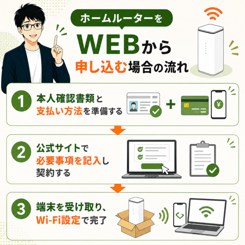 ホームルーターをWEBから申し込む場合の流れ